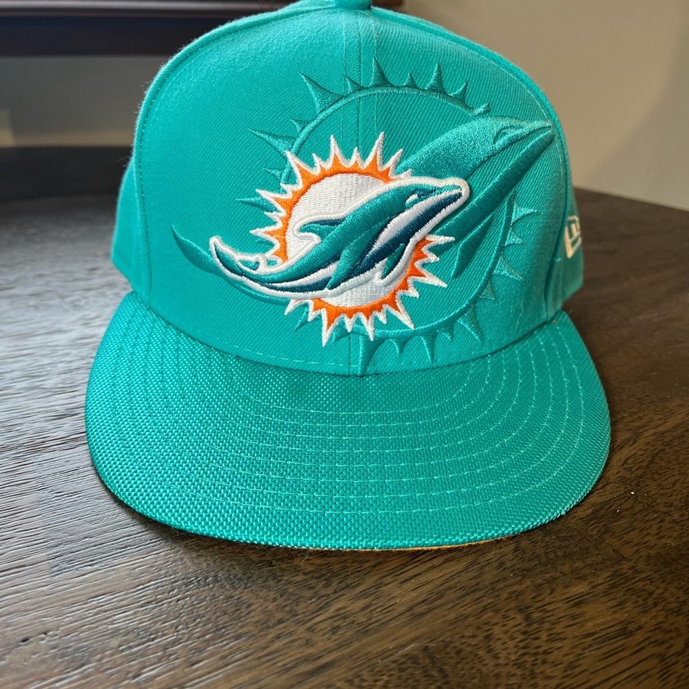 NFL Miami Dolphins New Era 59Fifty size 7 3/8 Teal Dolphins FL Logo Cap football